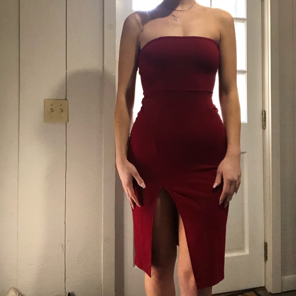 Forever 21 midi bandeau red dress size M